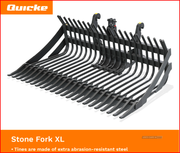 Quicke XL 230 Stone Fork Heavy Duty Model c/w JCB Industrial & Volvo BM Brackets in Down