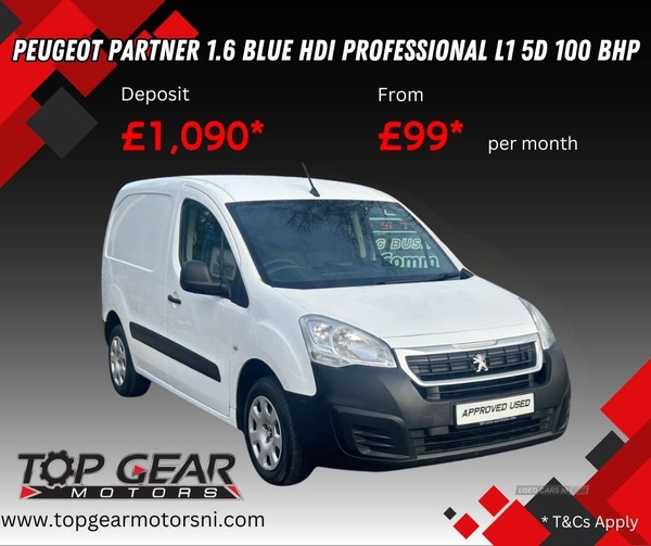 Peugeot Partner 1.6 BLUE HDI PROFESSIONAL L1 5d 100 BHP COLOUR TOUCH SCREEN, DAB RADIO in Tyrone