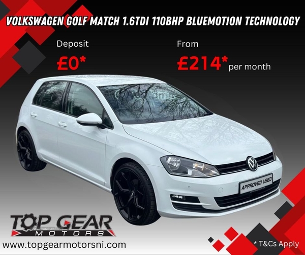 Volkswagen Golf MATCH 1.6TDI 110BHP BLUEMOTION TECHNOLOGY £0 TAX, PARK SENSORS, F.S.H, DAB in Tyrone