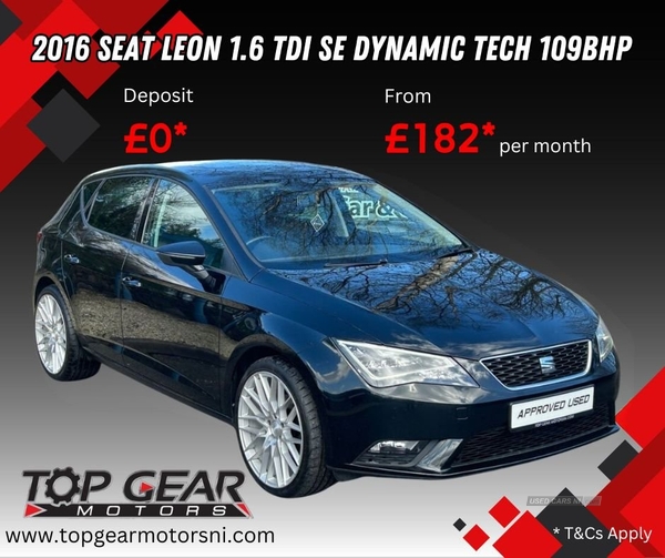 Seat Leon SE DYNAMIC TECHNOLOGY 1.6TDI 110 BHP FRONT FOGS, £20 TAX A YEAR in Tyrone
