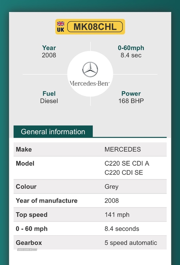 Mercedes C-Class C220 CDI Elegance 4dr Auto in Tyrone