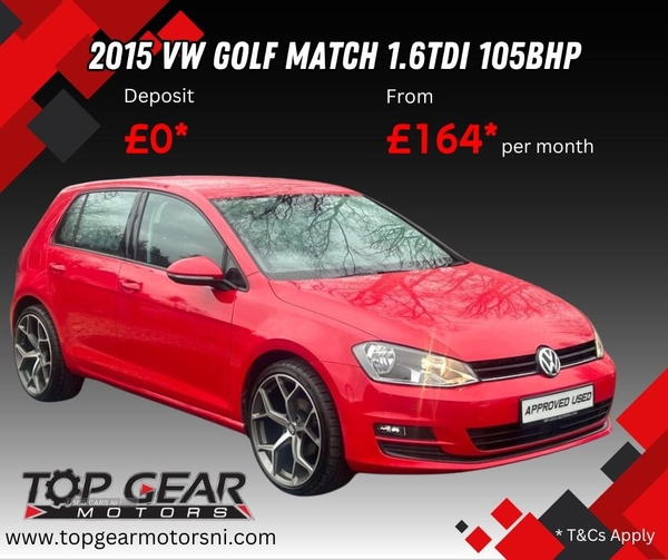 Volkswagen Golf MATCH 1.6TDI 105BHP BLUEMOTION TECHNOLOGY £0 TAX, MOT UNTIL MARCH 2025, DAB in Tyrone