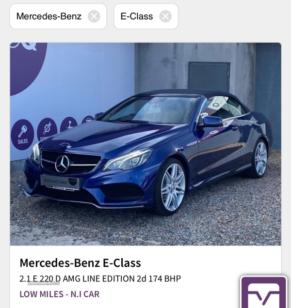 Mercedes E-Class E220d AMG Line Edition 2dr 7G-Tronic in Armagh