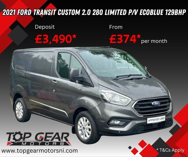 Ford Transit Custom 2.0 280 LIMITED P/V ECOBLUE 5d 129 BHP AIR CON, ONE OWNER, MOT UNTIL 2025 in Tyrone