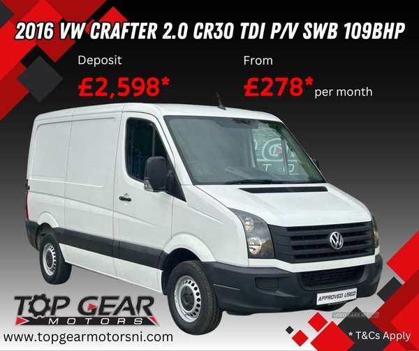Volkswagen Crafter 2.0 CR30 TDI P/V 5d SWB 109 BHP BULKHEAD, ONE OWNER, LOW MILES in Tyrone