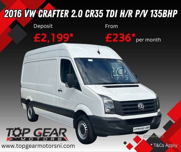 Volkswagen Crafter CR35 2.0TDI 140BHP MEDIUM WHEELBASE HIGH ROOF SPARE WHEEL, CRUISE CONTROL in Tyrone