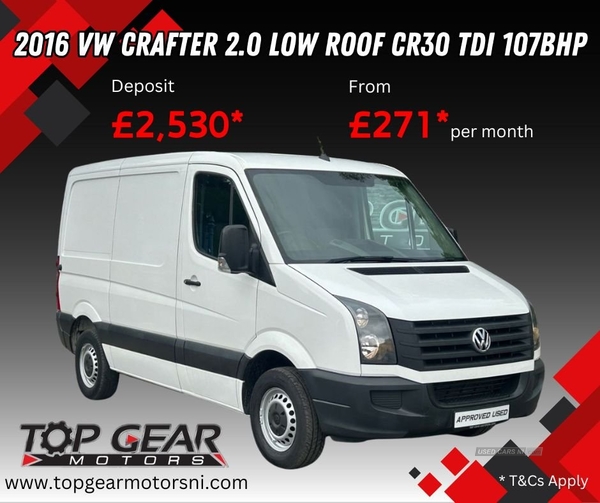Volkswagen Crafter CR30 2.0TDI 105BHP SHORT LOW *HARD TO FIND, RARE* MOT FEB 2025, LOW ROOF in Tyrone