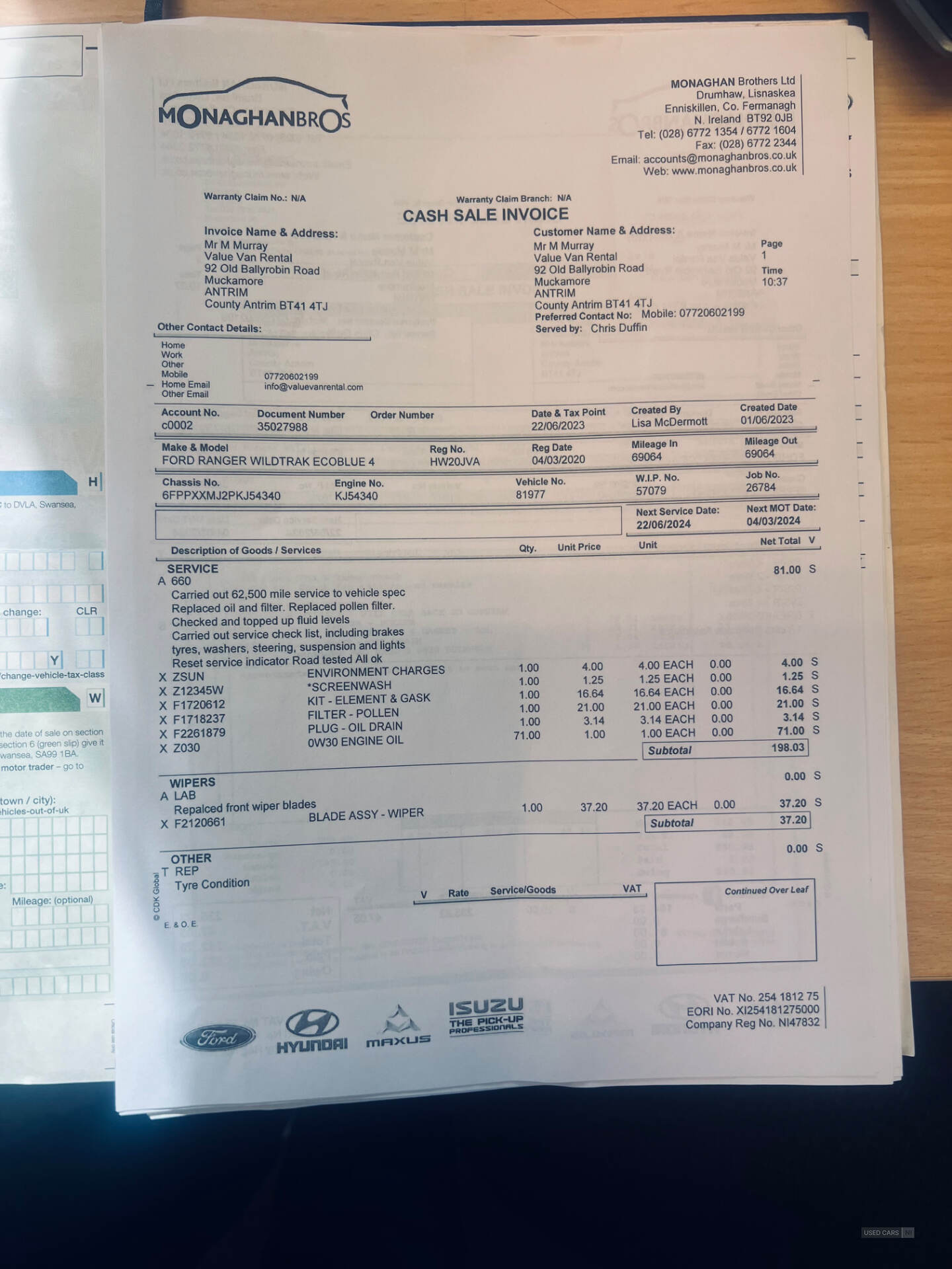 Ford Ranger DIESEL in Down