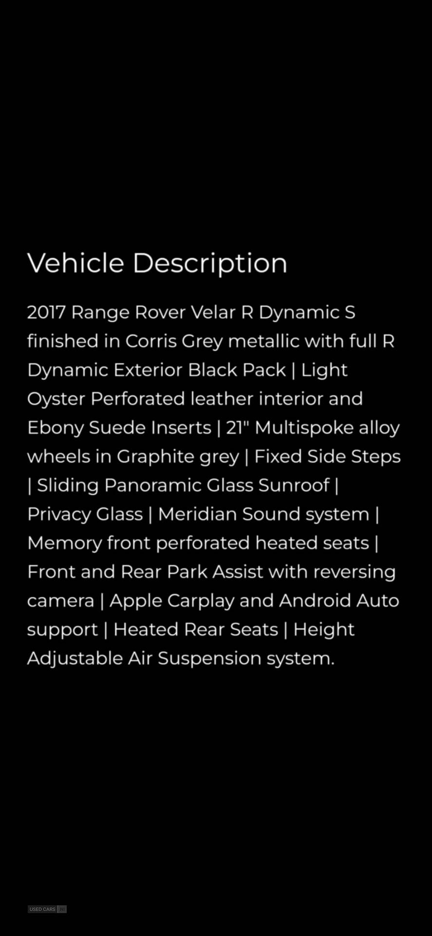 Sep 2017 Land Rover Range Rover Velar 3.0 D300 R-Dynamic S 5dr Auto