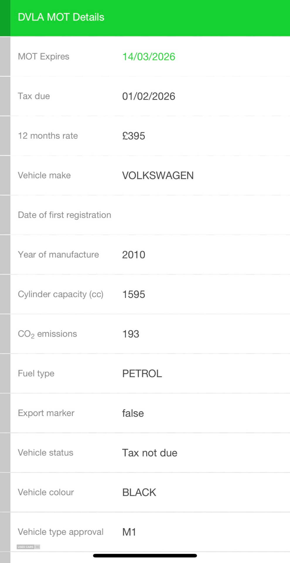 Mar 2010 Volkswagen Touran 1.6 S 5dr