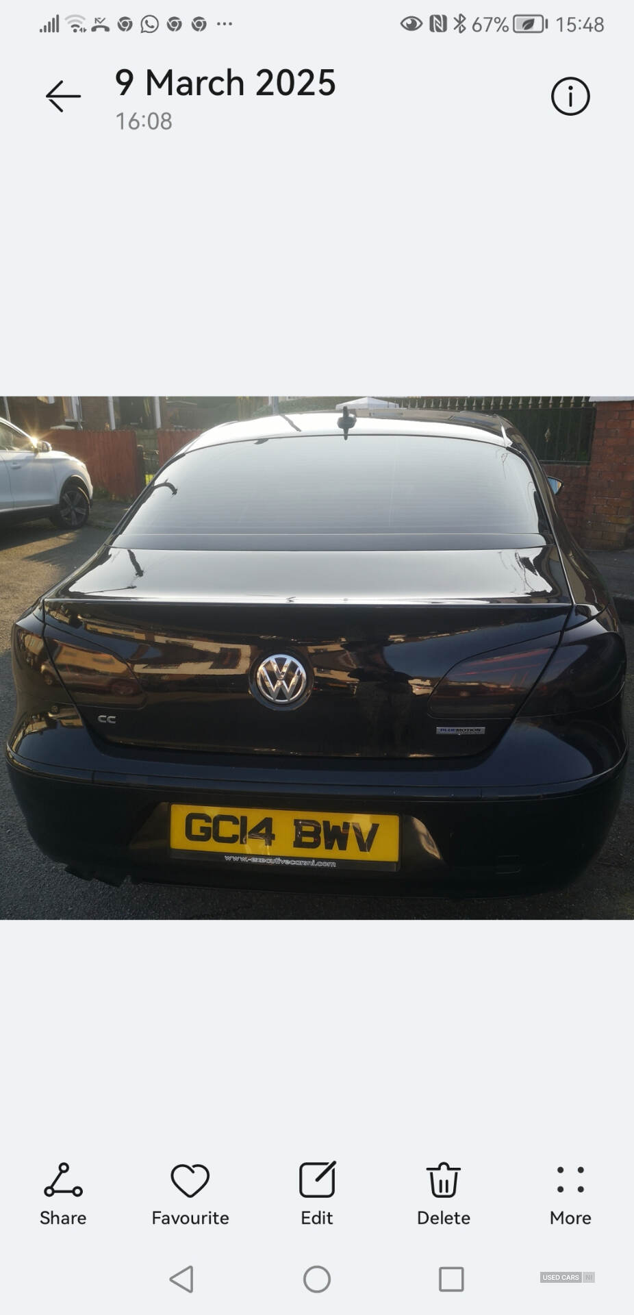 Aug 2014 Volkswagen CC 2.0 TDI BlueMotion Tech 4dr DSG