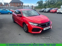Honda Civic 1.0 VTEC Turbo SE Hatchback 5dr Petrol Manual Euro 6 (s/s) (129 ps) 12 MONTH' S WARRANTY in Down